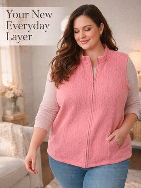 Soft Feminine Cozy Pink Vest Plus Size 24W Clean Girl Layering